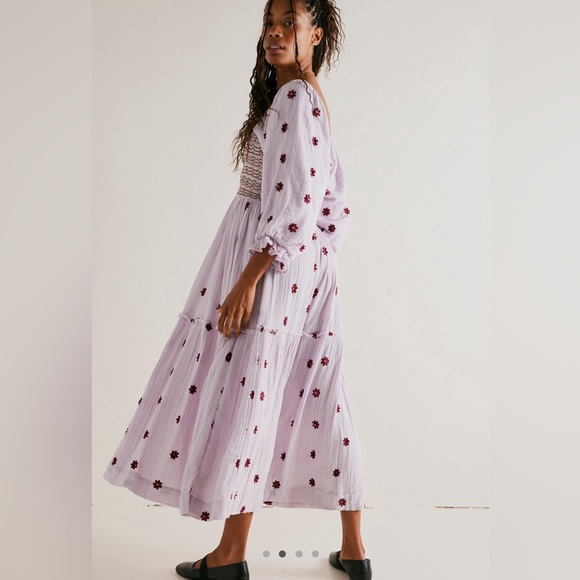 NWOT Free People Dahlia Embroidered Maxi Dress -Frost Lavender - Picture 2 of 4